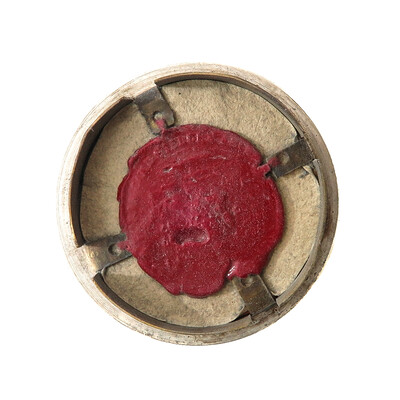 Reliquary - Relic Ex Ossibus St. Cornelius With Original Document en Brass / Glass / Wax Seal, 19 th century
