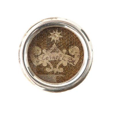 Reliquary - Relic Ex Ossibus St. Cornelius With Original Document en Brass / Glass / Wax Seal, 19 th century