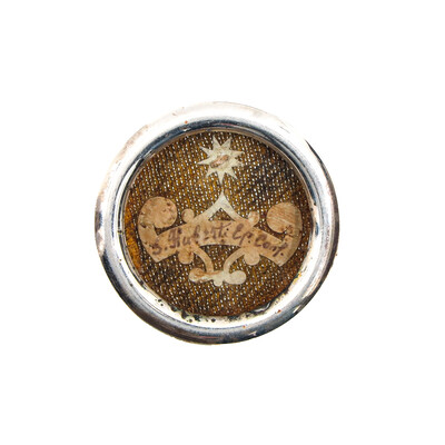 Reliquary - Relic Ex Ossibus St. Hubertus With Original Document en Brass / Glass / Wax Seal, 19 th century