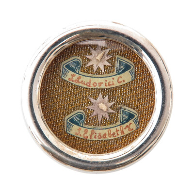 Reliquary - Relic Ex Ossibus St. Louis & St. Elisabeth Of Hungary With Original Document en Brass / Glass / Wax Seal, 19 th century