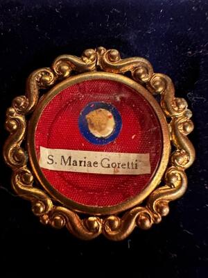 Reliquary - Relic Ex Ossibus St. Maria Goretti en Brass / Glass / Wax Seal, Italy  20 th century ( Anno 1950 )