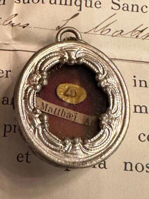 1  Reliquary - Relic Ex Ossibus St. Mattheus Apostle With Original Document