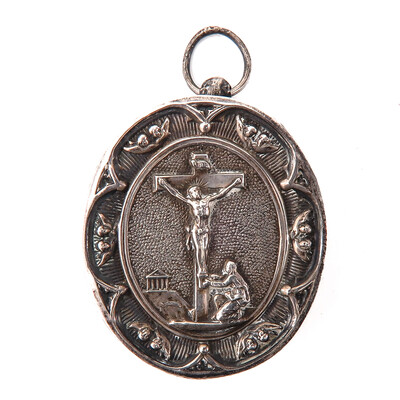 Reliquary - Relic Ex Ossibus St. Peter Apostle en Silver / Glass / Originally Sealed, 18 th century