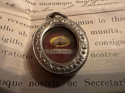 1  Reliquary - Relic Ex Ossibus St. Theodorus With Original Document