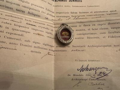 1  Reliquary - Relic Ex Ossibus St. Theodorus With Original Document