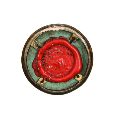 Reliquary - Relic Ex Ossibus St Ursula With Original Document en Brass / Glass / Wax Seal, 19 th century