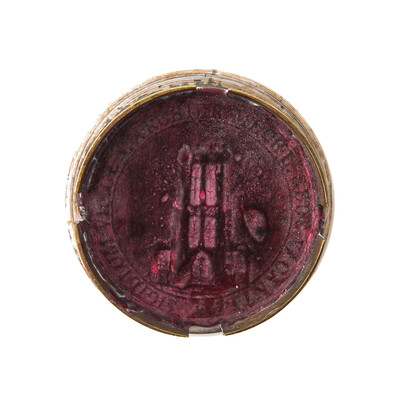 Reliquary - Relic Ex Sepulcre St. Joannis With Orginal Document en Brass / Glass / Wax Seal, 19 th century