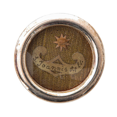 Reliquary - Relic Ex Sepulcre St. Joannis With Orginal Document en Brass / Glass / Wax Seal, 19 th century