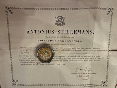 1  Reliquary - Relic Ex Veste St. Aloysius Of Gonzaga With Document