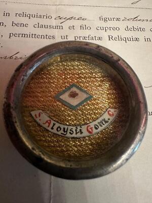 1  Reliquary - Relic Ex Veste St. Aloysius Of Gonzaga With Original Document