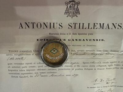 1  Reliquary - Relic Ex Veste St. Aloysius Of Gonzaga With Original Document