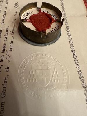 1  Reliquary - Relic Ex Veste St. Aloysius Of Gonzaga With Original Document