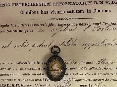 1  Reliquary - Relic First - Class Relic Ex Ossibus St. Fortunata Martyr With Original Document