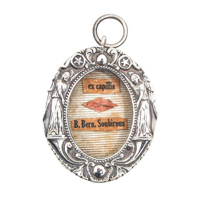 Reliquary - Relic St.  Bernadette Soubirous en Silver / Glass / Originally Sealed,