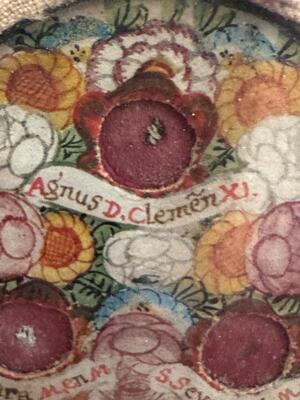 Reliquary - Relic St. Clemens Xl. St. Severinus. St. Barbara. en Glass / Fabrics / Zinc, Italy 18 th century