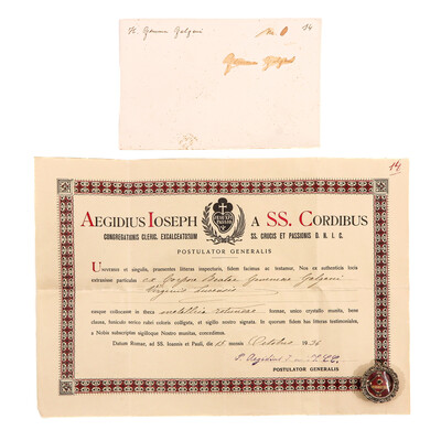 Reliquary - Relic St. Gemma Galgani en Brass / Glass / Wax Seal,