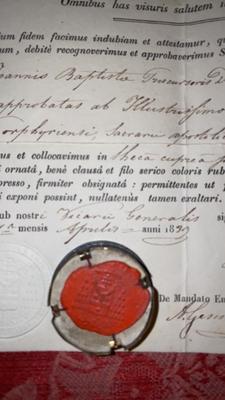 Reliquary - Relic St. Joann. Baptist Ex Ossibus With Original Document Belgium 19th century ( anno 1839 )