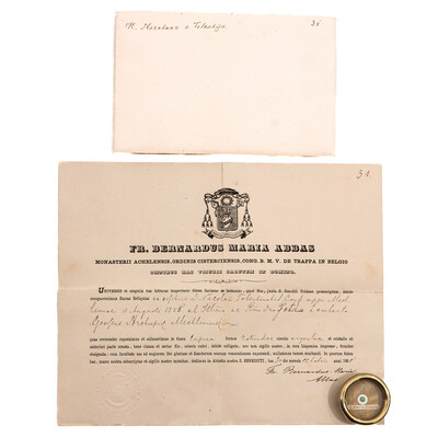 Reliquary - Relic St. Nicholas With Original Document en Brass / Glass / Wax Seal,