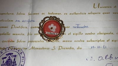 Reliquary - Relic St. Pius X. Ex Corpore With Document Roma - Italy 20th century