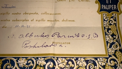 Reliquary - Relic St. Pius X. Ex Corpore With Document Roma - Italy 20th century