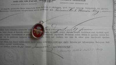 Reliquary - Relic St. Theresia With Original Document 19 th century