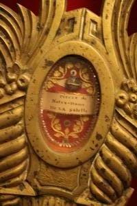 Reliquary Relic : Stone Notre Dame De La Salette With Original Documentation en Solid Bronze - Gilt, France 19th century