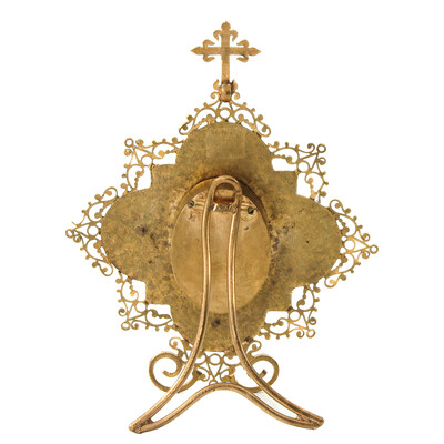Reliquary - Relic True Cross  en Brass / Glass / Wax Seal, 19 th century