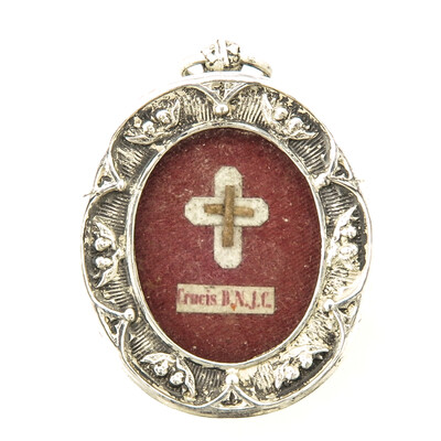 Reliquary - Relic True Cross Expected !! en Silver, 19 th century