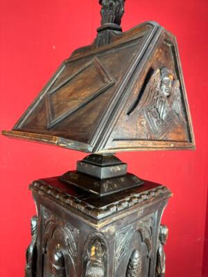 Double - Sided Lectern style Renaissance en Hand - Carved Wood , Brittany - France 17 th century