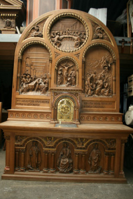 Altar style roman en wood, Belgium 19th century