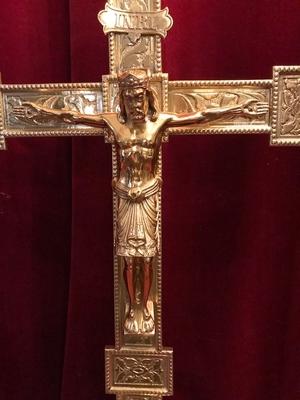 Altar - Cross style Romanesque en Full - Bronze - Polished and Varnished., France 19th century ( anno 1890 )