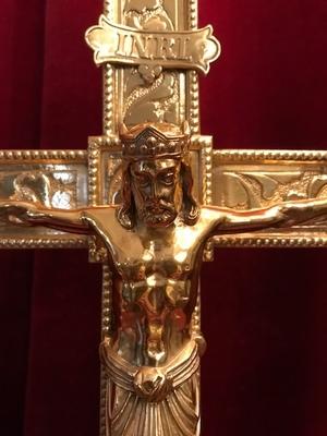 Altar - Cross style Romanesque en Full - Bronze - Polished and Varnished., France 19th century ( anno 1890 )