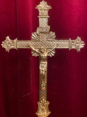 Altar - Cross style Romanesque en Bronze / Polished and Varnished, France 19 th century ( Anno 1890 )