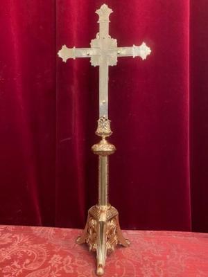Altar - Cross style Romanesque en Bronze / Polished / New Varnished, France 19th century ( anno 1890 )