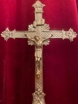 Altar - Cross style Romanesque en Bronze / Polished / New Varnished, France 19th century ( anno 1890 )