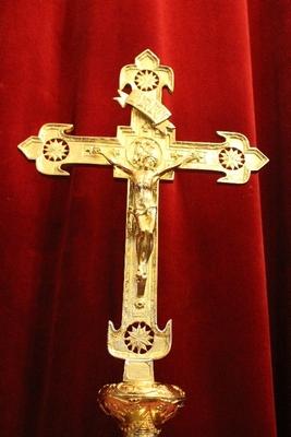 Altar - Cross style Romanesque en Bronze / Polished and Varnished, France 19th century
