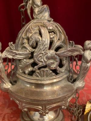 Censer  style Romanesque en Bronze / Silver Plated , France 19 th century ( Anno 1875 )