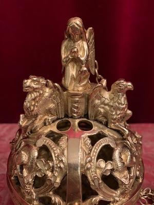 Censer Imaginations Of The 4 Evangelists On Top style Romanesque en Bronze / Polished and Varnished, France 19th century ( anno 1875 )