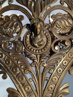 Chandelier style Romanesque en Bronze, France 19 th century