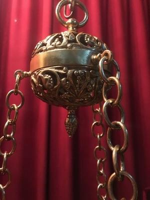 Sanctuary Lamp style Romanesque en Bronze / Polished and Varnished, France 19th century ( anno 1885 )