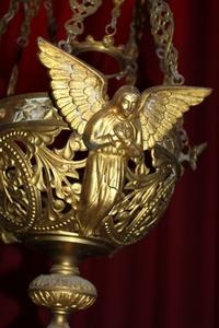 Sanctuary Lamp style Romanesque en Bronze / Gilt, France 19th century