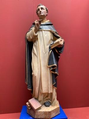 St. Dominic Statue style Romanesque en Terra-Cotta polychrome, France 19th century ( anno 1865 )