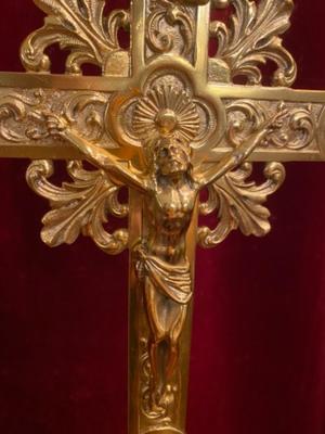 Altar - Cross style Romanesque - Style en Brass / Polished / New Varnished, France 19th century ( anno 1890 )