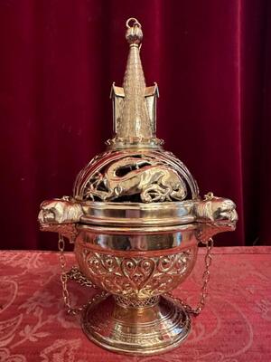 Censer  style Romanesque - Style en Brass / Bronze / Polished and Varnished, Belgium  19 th century ( Anno 1875 )