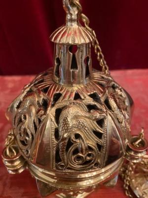 Censer  style Romanesque - Style en Bronze / Polished and Varnished, France 19 th century ( Anno 1875 )