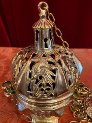 Censer  style Romanesque - Style en Bronze / Polished and Varnished, France 19 th century ( Anno 1875 )