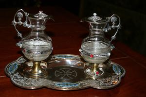 Cruets style Romanesque - Style en Brass / Glass / Enamel / Stones, France 19th century anno 1875