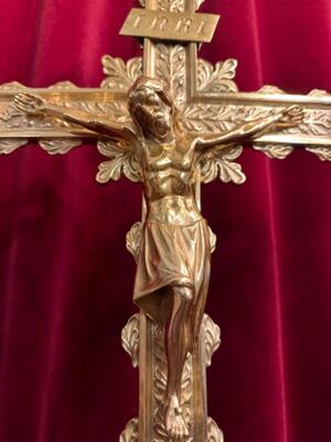 Exceptional Altar -Cross style Romanesque - Style en Bronze / Polished and Varnished, France 19 th century ( Anno 1875 )