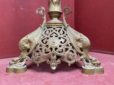 Candelabra style Romanesque - Style / Gothic - Style en Brass / Bronze , France 19 th century ( Anno 1880 )