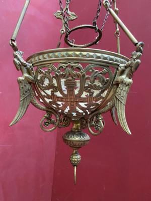 Sanctuary Lamp style Romanesque - Style en Brass / Bronze / Gilt, France 19 th century ( Anno 1890 )